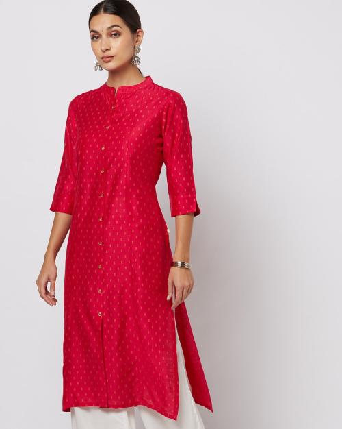 Woven-Design Straight Kurta