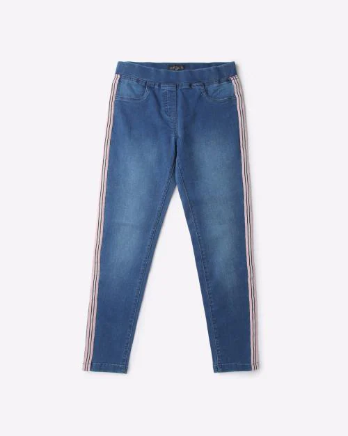 Slim Stripe Womens Blue Jeans, Zip,Button at Rs 400/piece in Ghaziabad |  ID: 24764941433