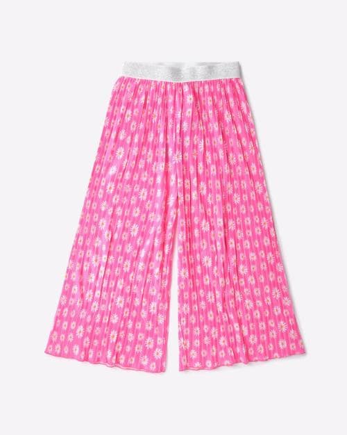 Floral Print Pleated Culottes
