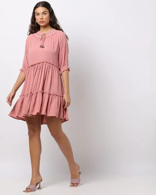 Tiered Tunic with Neck Tie-Up