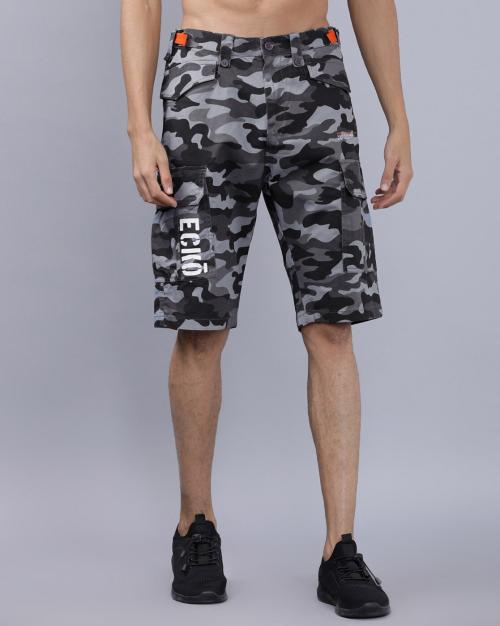 Camouflage Print Slim Fit Shorts