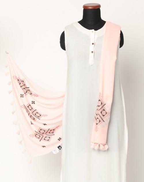 Geometric Stole with Tasselled Hem