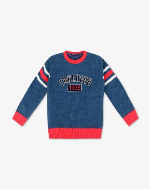 Typographic Print Crew-Neck Sweater