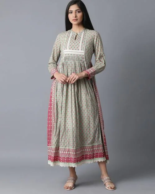 Floral Print Flared Kurta