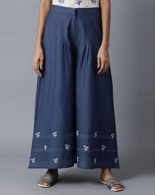 Placement Print Pleated Palazzo Pants