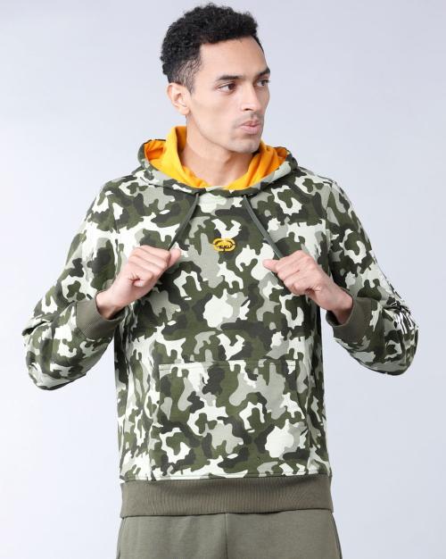 Camo Print Hoodie with Kangaroo Pocket