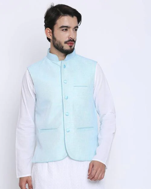 Nehru Jacket with Welt Pockets