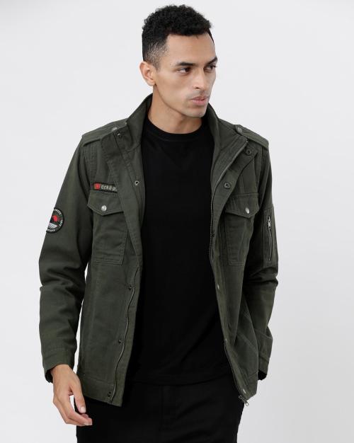 Button-Front Jacket with Flap Pockets