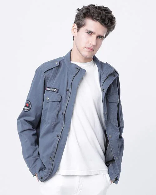 Button-Front Jacket with Flap Pockets