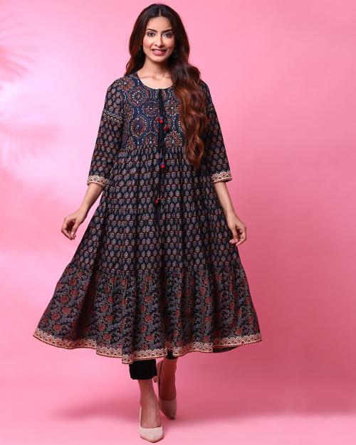 Buy Geometric Print Kurta with Tassels Online at Best Prices in India