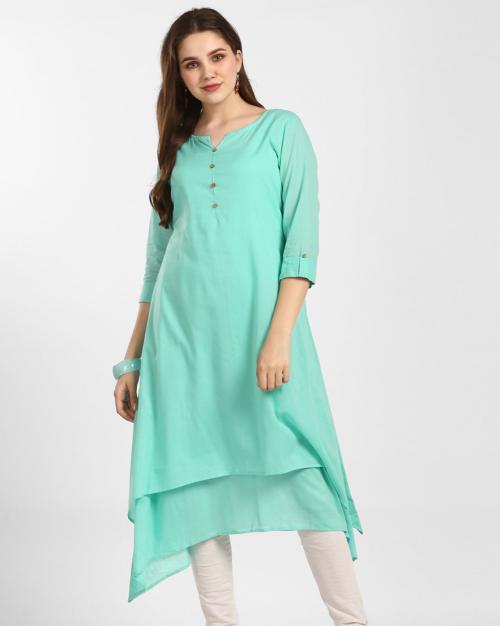 A-line Kurta with Asymmetrical Hemline