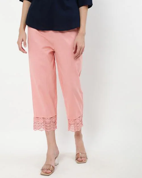 Capri Pants with Lace Hem