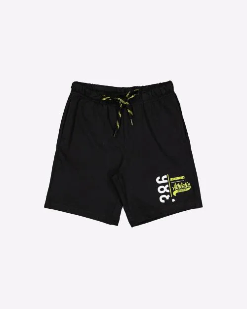 Typographic Print Shorts with Drawstring Waist