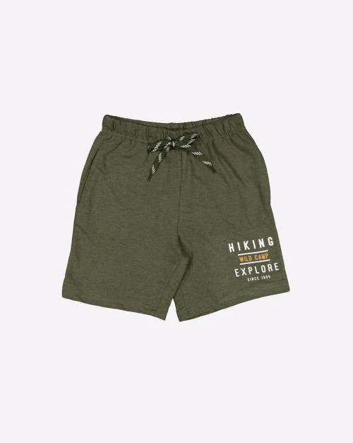 Typographic Print Knit Shorts with Insert Pockets