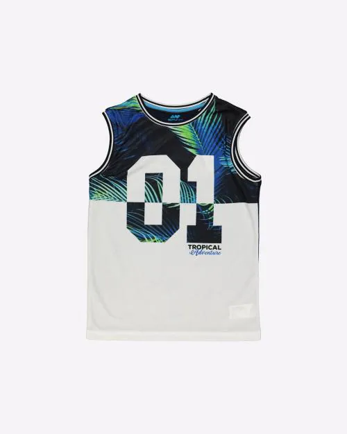 Tropical Print Round-Neck T-shirt