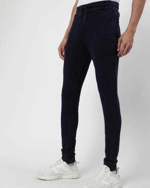 Flat-Front Track Pants with Drawstring Waist