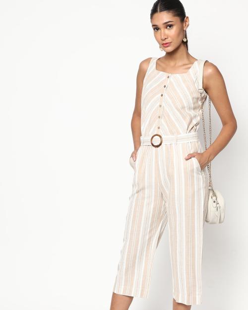 Striped Jumpsuit with Insert Pockets