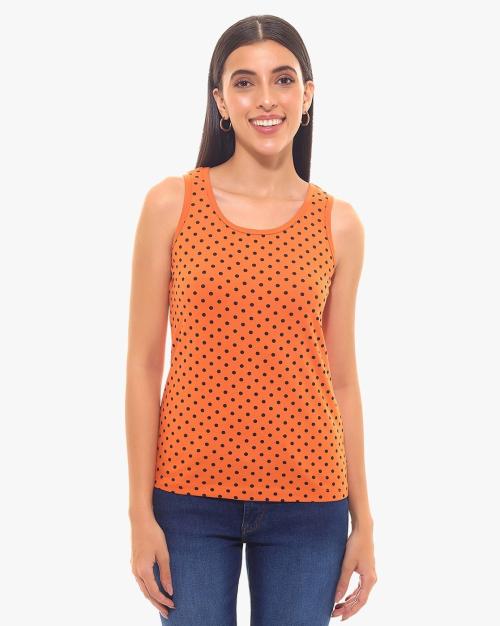 Polka-Dot Print Tank Top