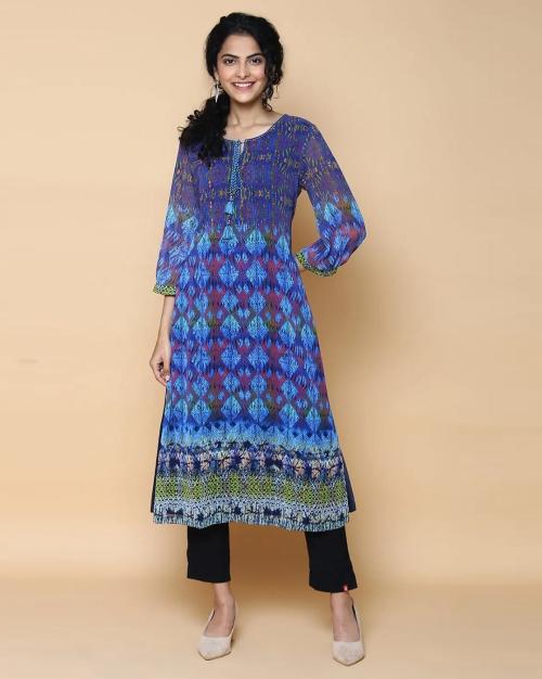 Buy Embroidered Vneck Flared Kurta Online at Best Prices in India