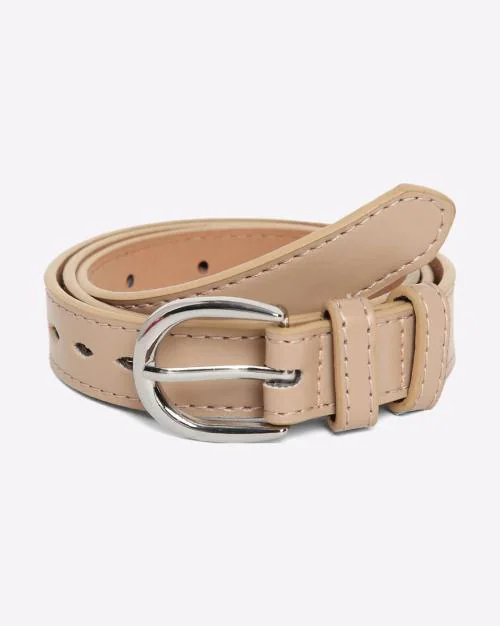 Embellished Belt with Metal Buckle Closure