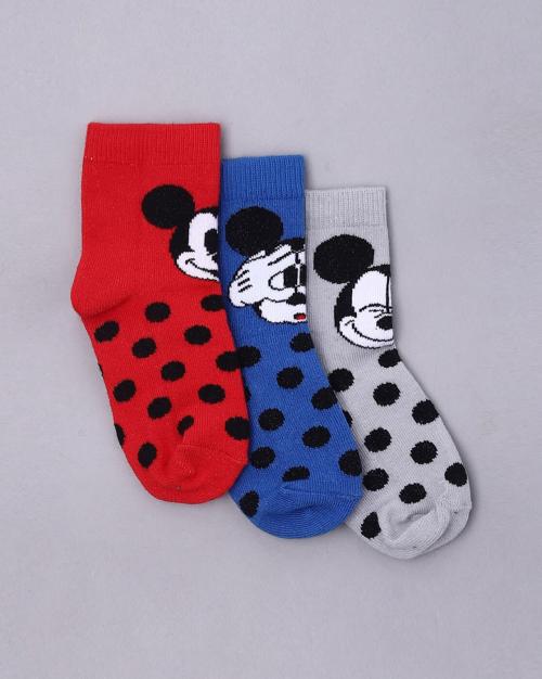 Pack of 3 Mickey Mouse Print Anti-Microbial Finish Socks