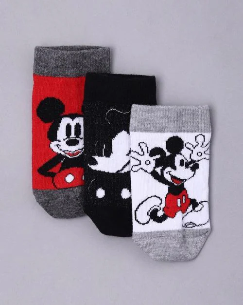 Pack of 3 Mickey Mouse Print Anti-Microbial Finish Socks