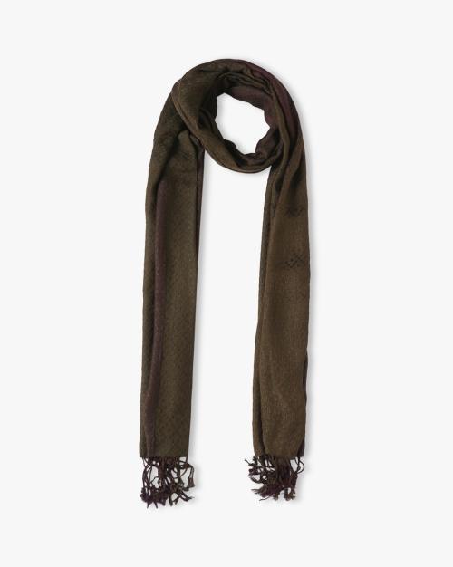 BB Geometric Pattern Stole with Tassels