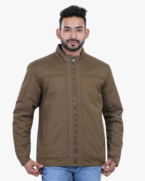 Panelled Zip-Front Winter Jacket