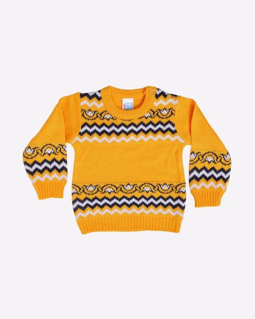 Geometric Knitted Round-Neck Sweater