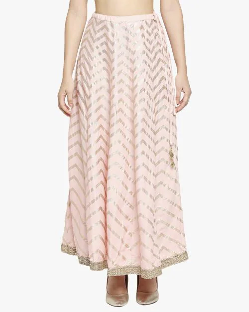 Chevron Print Flared Maxi Skirt