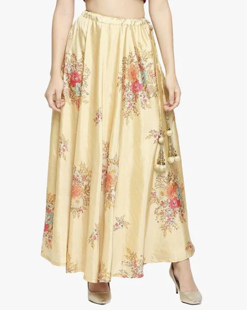 Floral Print Flared Maxi Skirt