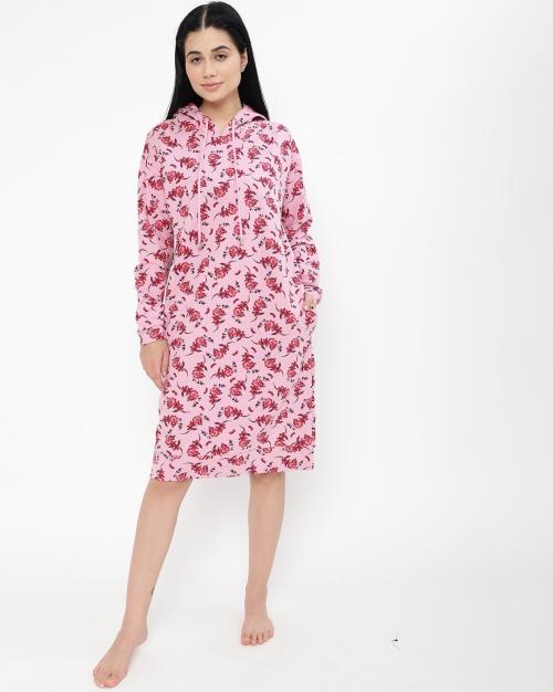 Floral Print Hooded Nightdress