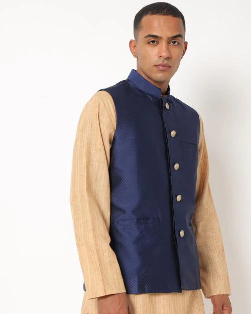 Textured Waistcoat with Welt Pockets