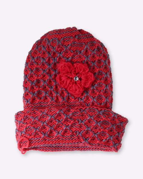 Checked Knitted Beanie Cap