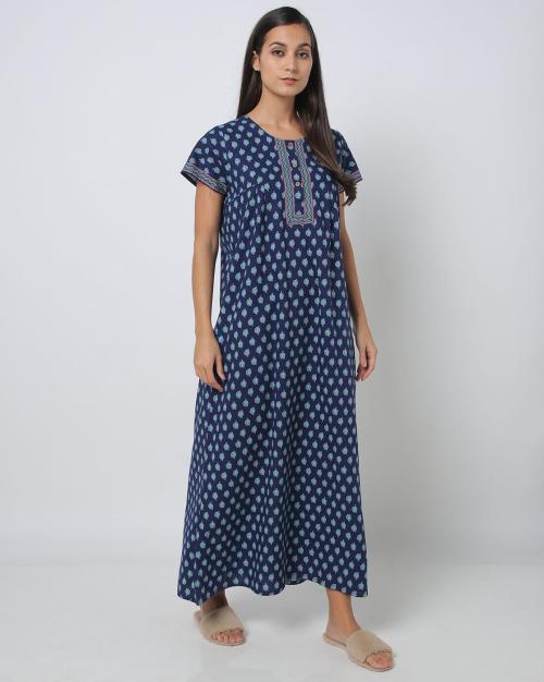 Block Print Cotton Nightie