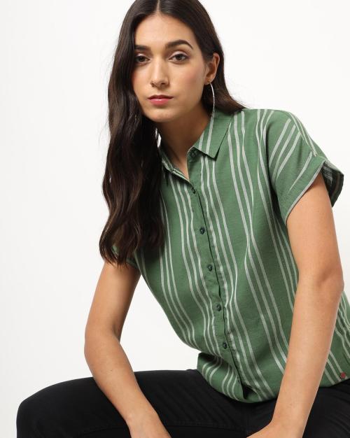 Striped Slim Fit Shirt with Extended Sleeves