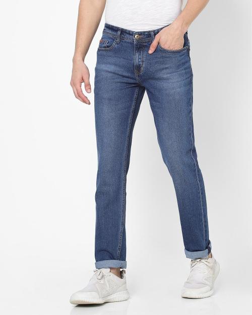 Lightly Washed Straight Fit Jeans