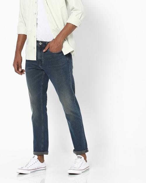 mid rise washed jeans