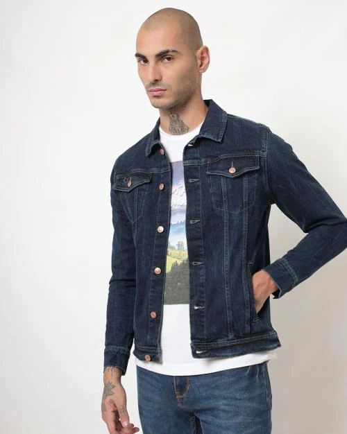 Panelled Trucker Jacket with Insert Pockets