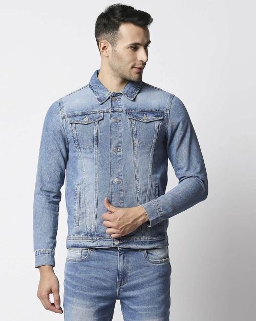 Denim Jacket with Buttoned Flap Pockets