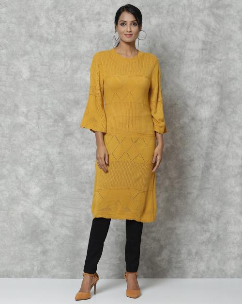 Schiffli Embroidered A-line Kurta