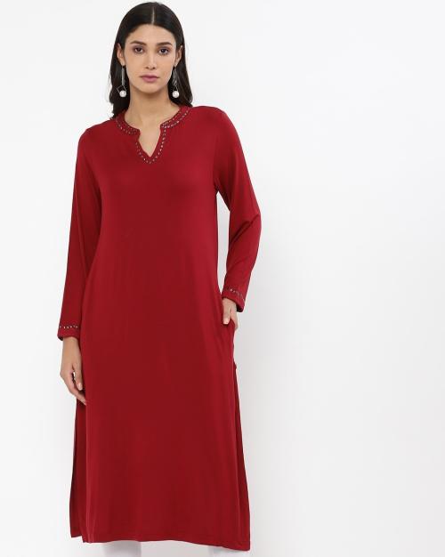 Buy Straight Kurta with Open Collar Online at Best Prices in India