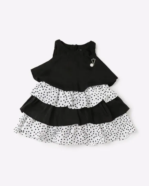 Colourblock Sleeveless Tiered A-line Dress