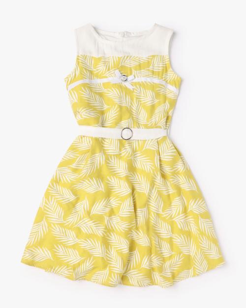 Leaf Print A-Line Dress