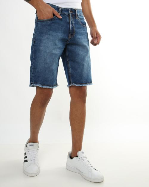 Frayed Hems Denim Shorts