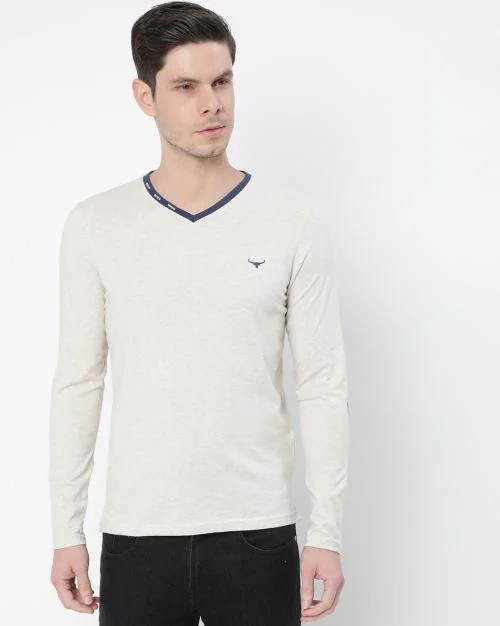 Logo Print V-Neck T-Shirt