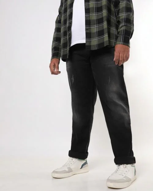 Lightly Washed Ripped Slim Jeans