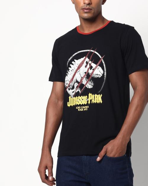 Jurassic Park Print Slim Fit Crew-Neck T-shirt
