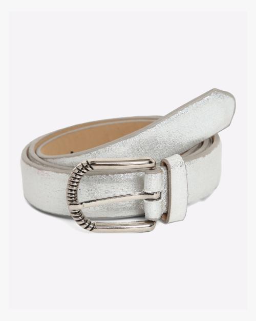 Metallic Belt with Metal Buckle Closure