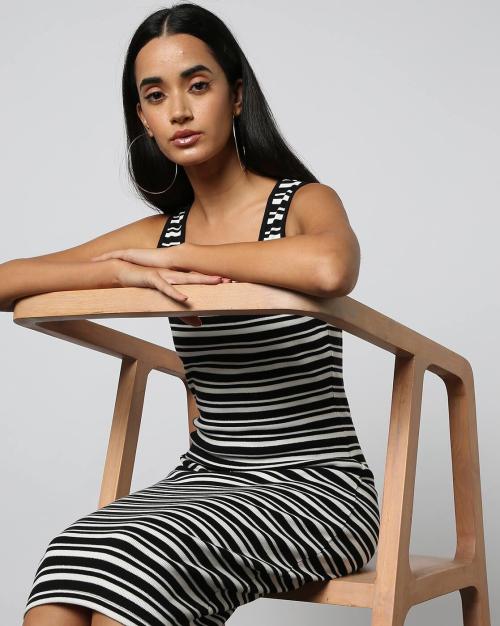 Women Striped Sheath Dress